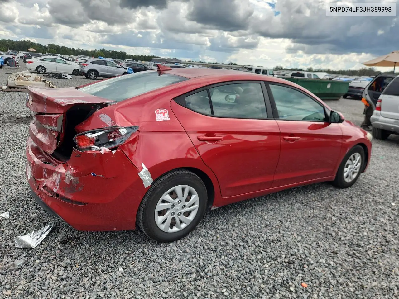 2018 HYUNDAI ELANTRA VIN 5NPD74LF3JH389998 — фото 3