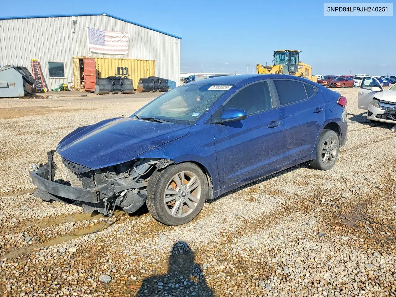 HYUNDAI ELANTRA 2018, VIN 5NPD84LF9JH240251