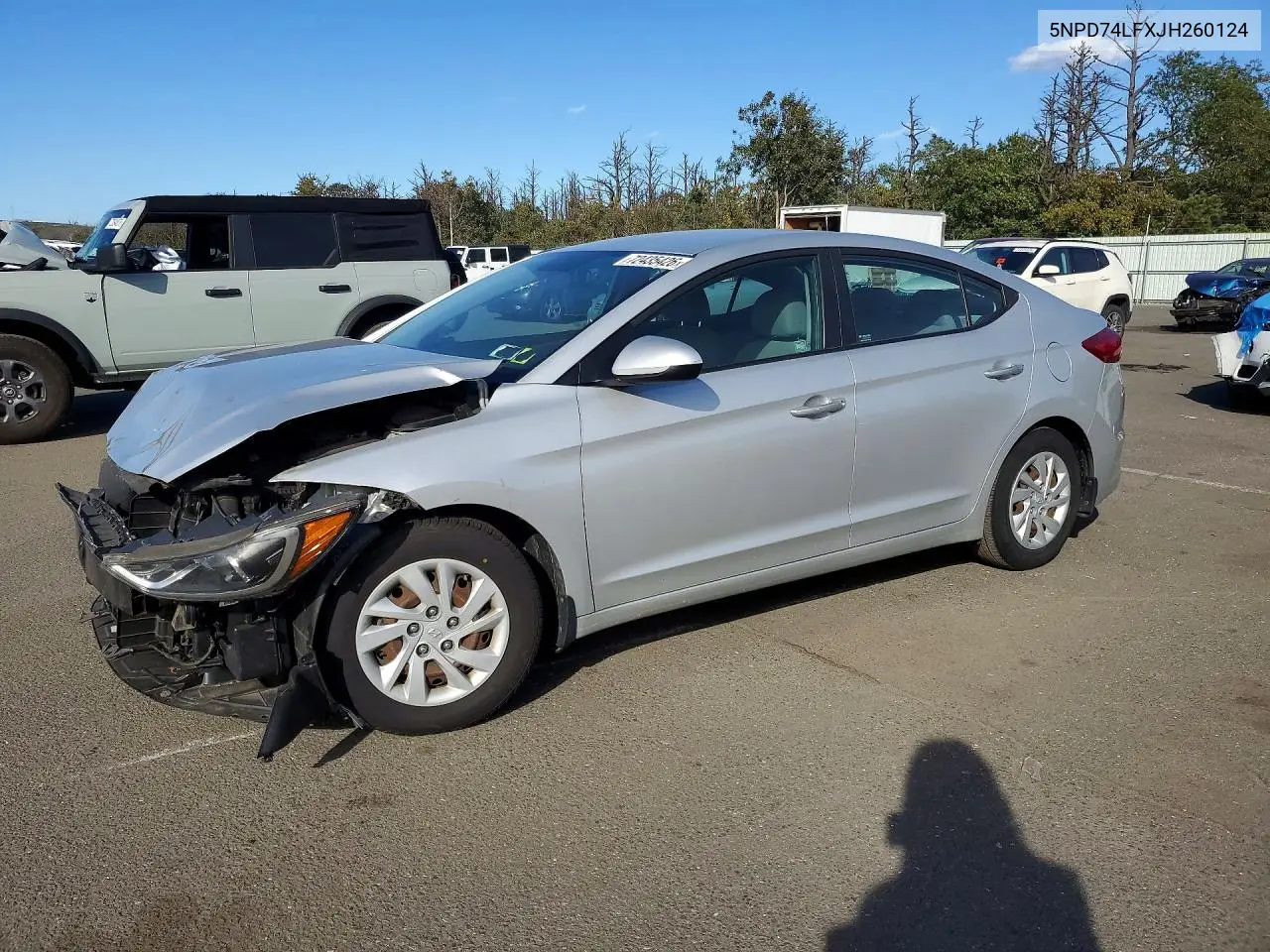HYUNDAI ELANTRA 2018, VIN 5NPD74LFXJH260124