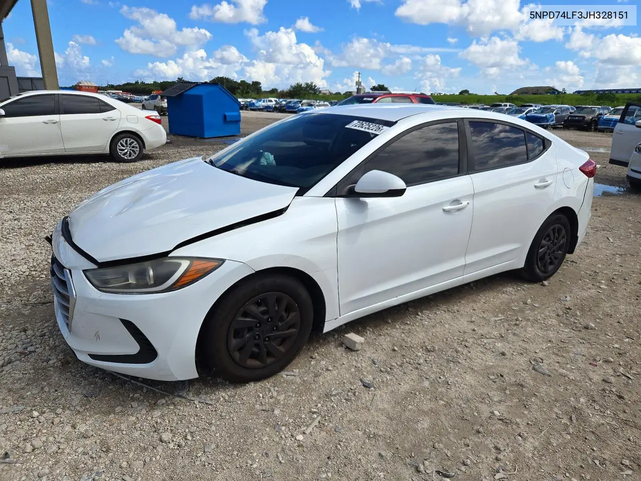 HYUNDAI ELANTRA 2018, VIN 5NPD74LF3JH328151