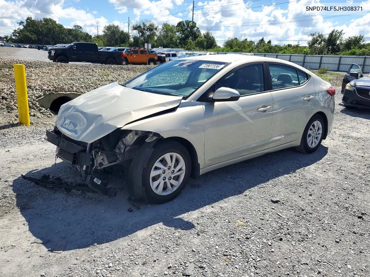 HYUNDAI ELANTRA 2018, VIN 5NPD74LF5JH308371