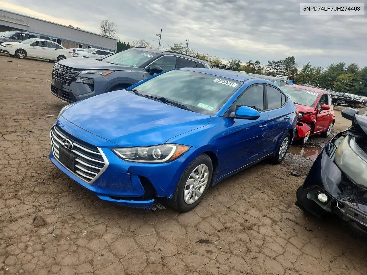 HYUNDAI ELANTRA 2018, VIN 5NPD74LF7JH274403