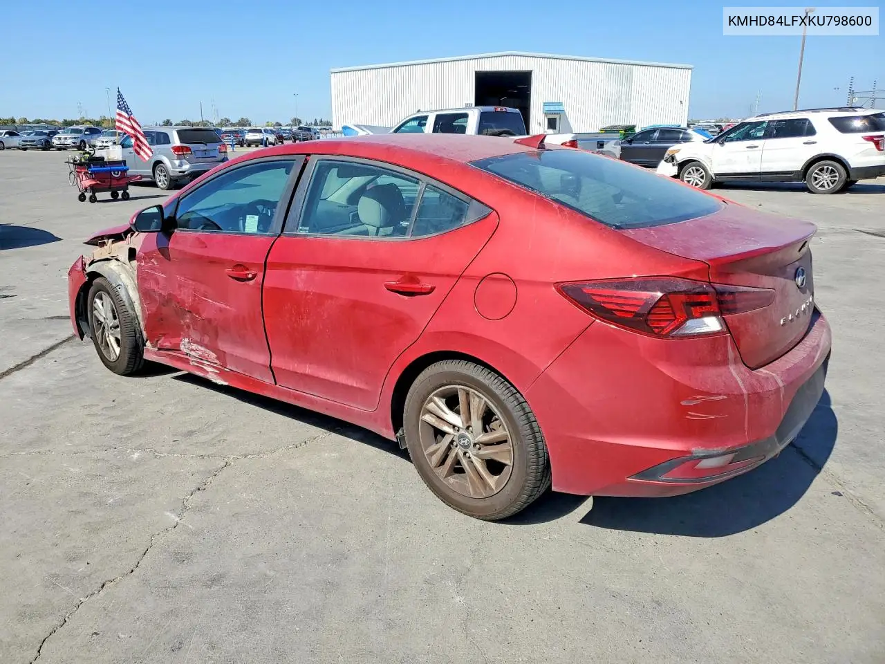 2019 HYUNDAI ELANTRA VIN KMHD84LFXKU798600 — фото 2