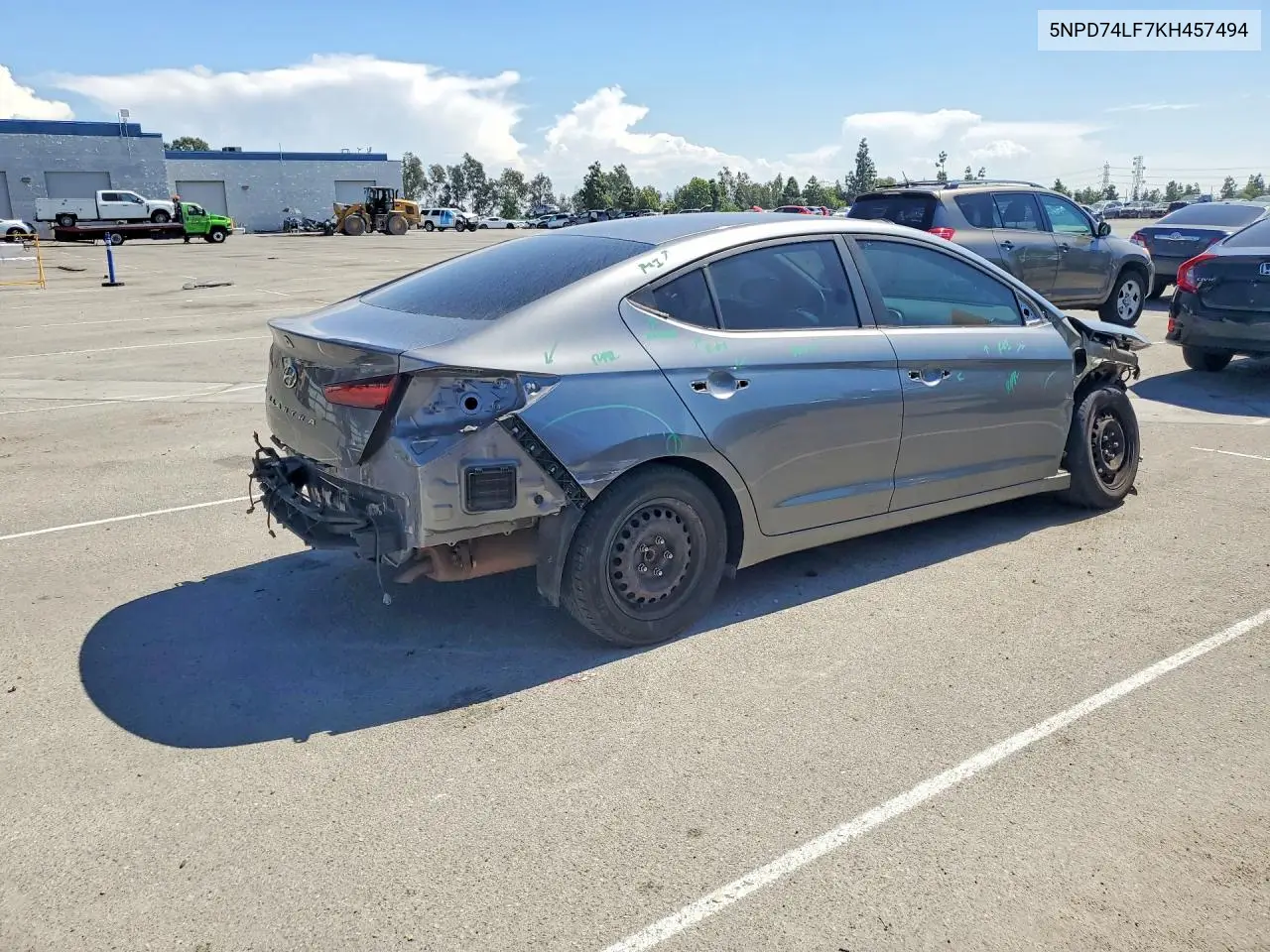 2019 HYUNDAI ELANTRA VIN 5NPD74LF7KH457494 — фото 3