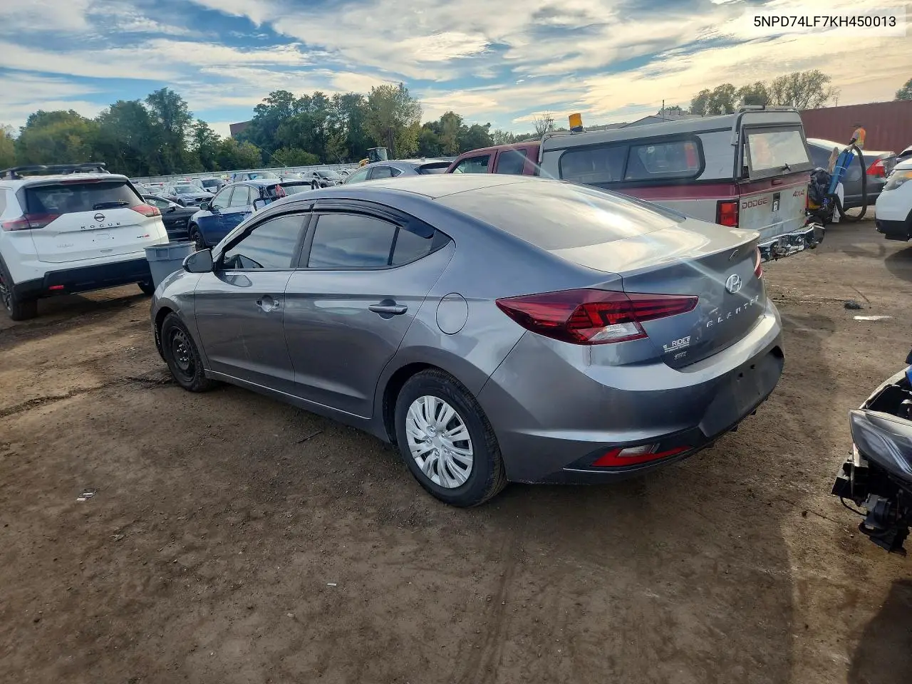 2019 HYUNDAI ELANTRA VIN 5NPD74LF7KH450013 — фото 2