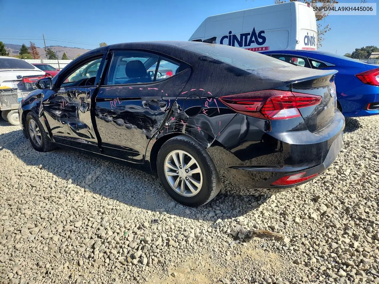 2019 HYUNDAI ELANTRA VIN 5NPD94LA9KH445006 — фото 2