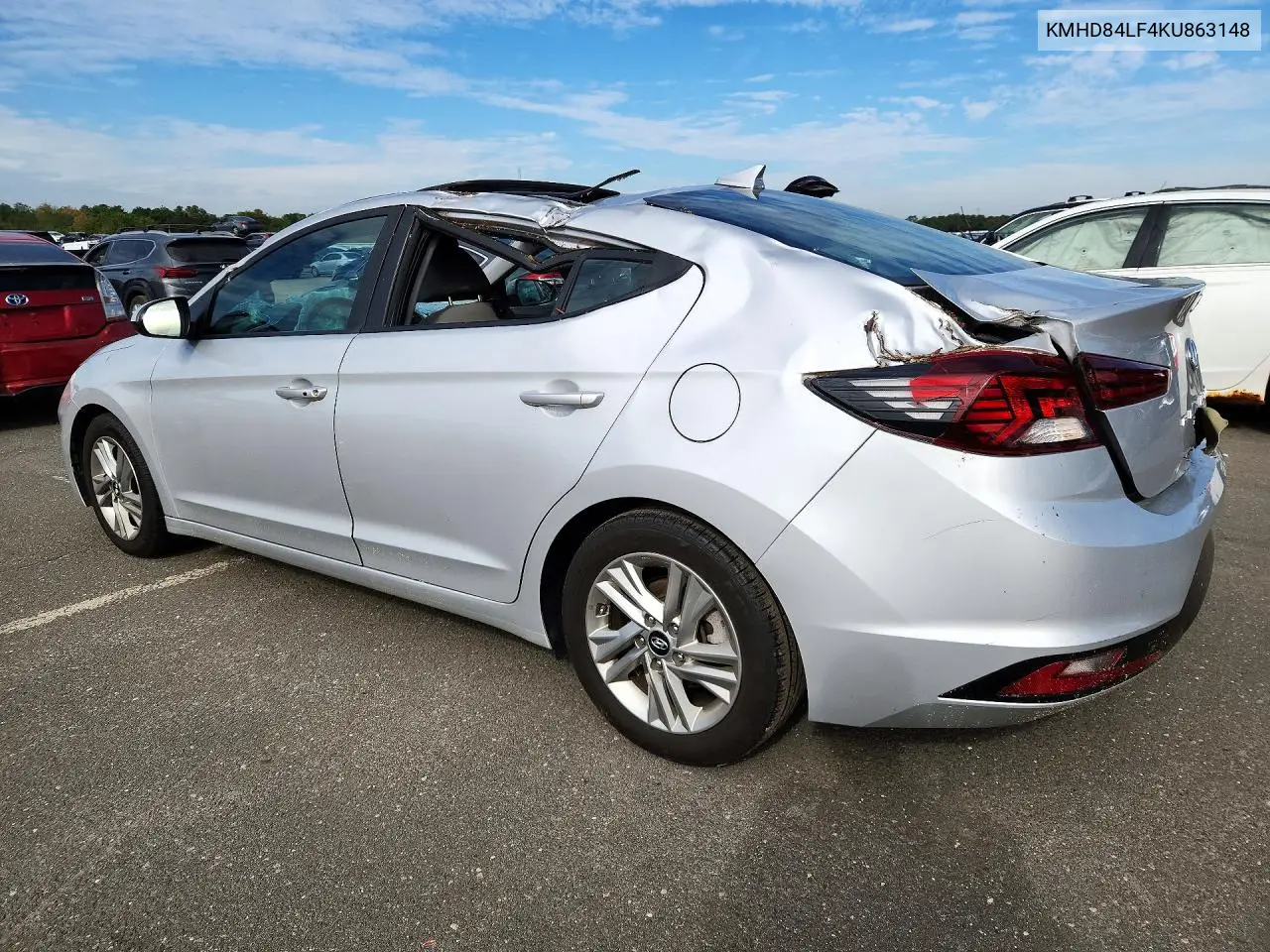 2019 HYUNDAI ELANTRA VIN KMHD84LF4KU863148 — фото 2