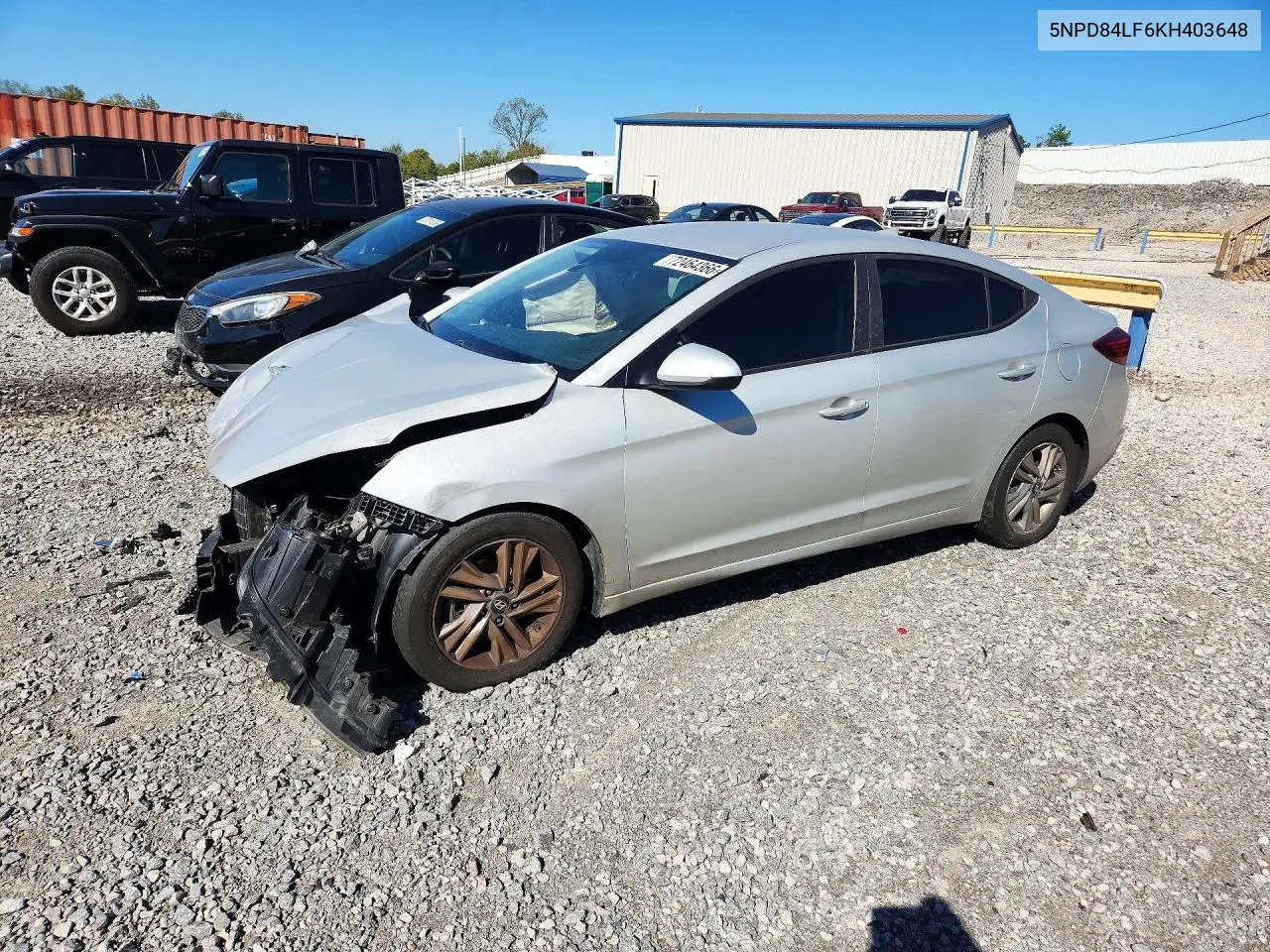 HYUNDAI ELANTRA 2019, VIN 5NPD84LF6KH403648