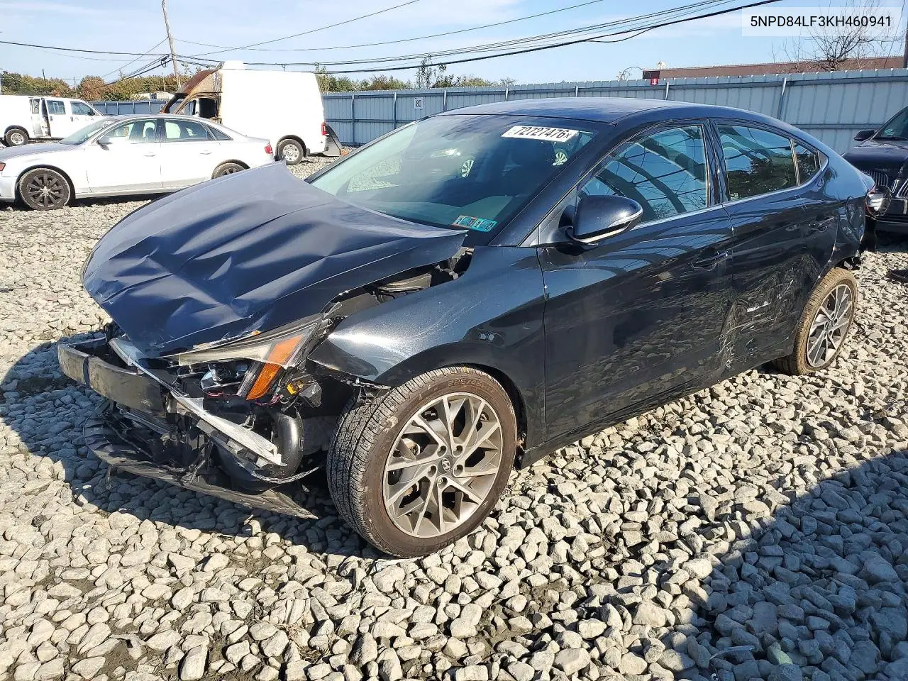HYUNDAI ELANTRA 2019, VIN 5NPD84LF3KH460941