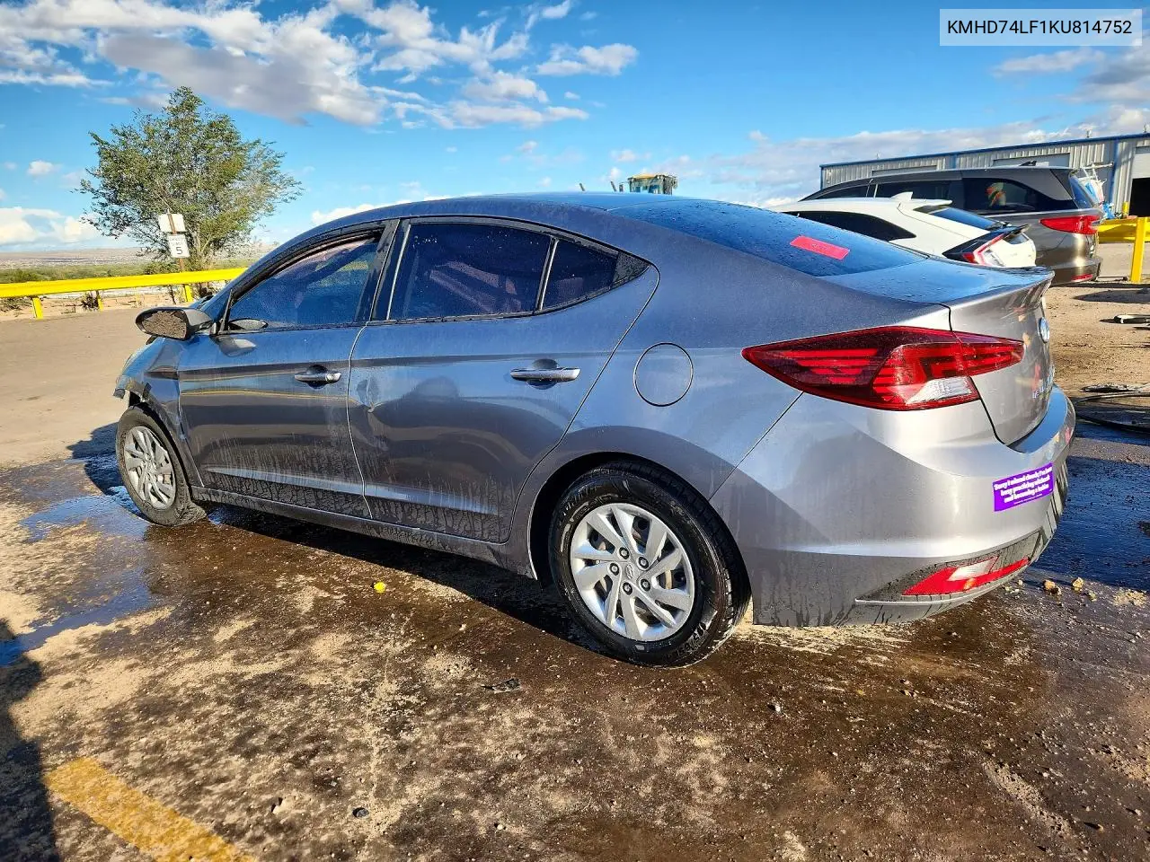 2019 HYUNDAI ELANTRA VIN KMHD74LF1KU814752 — фото 2