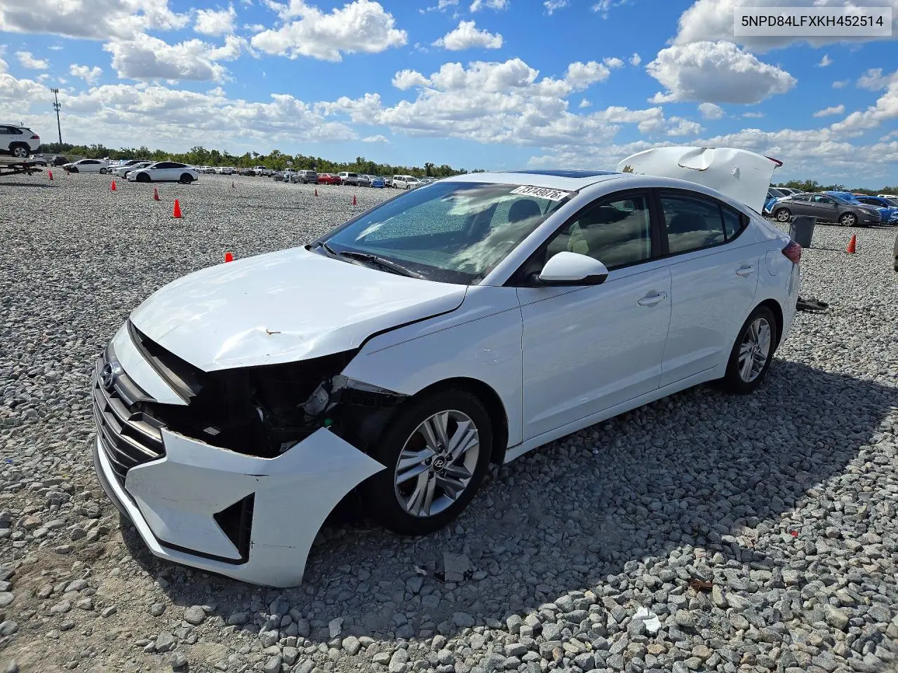 HYUNDAI ELANTRA 2019, VIN 5NPD84LFXKH452514