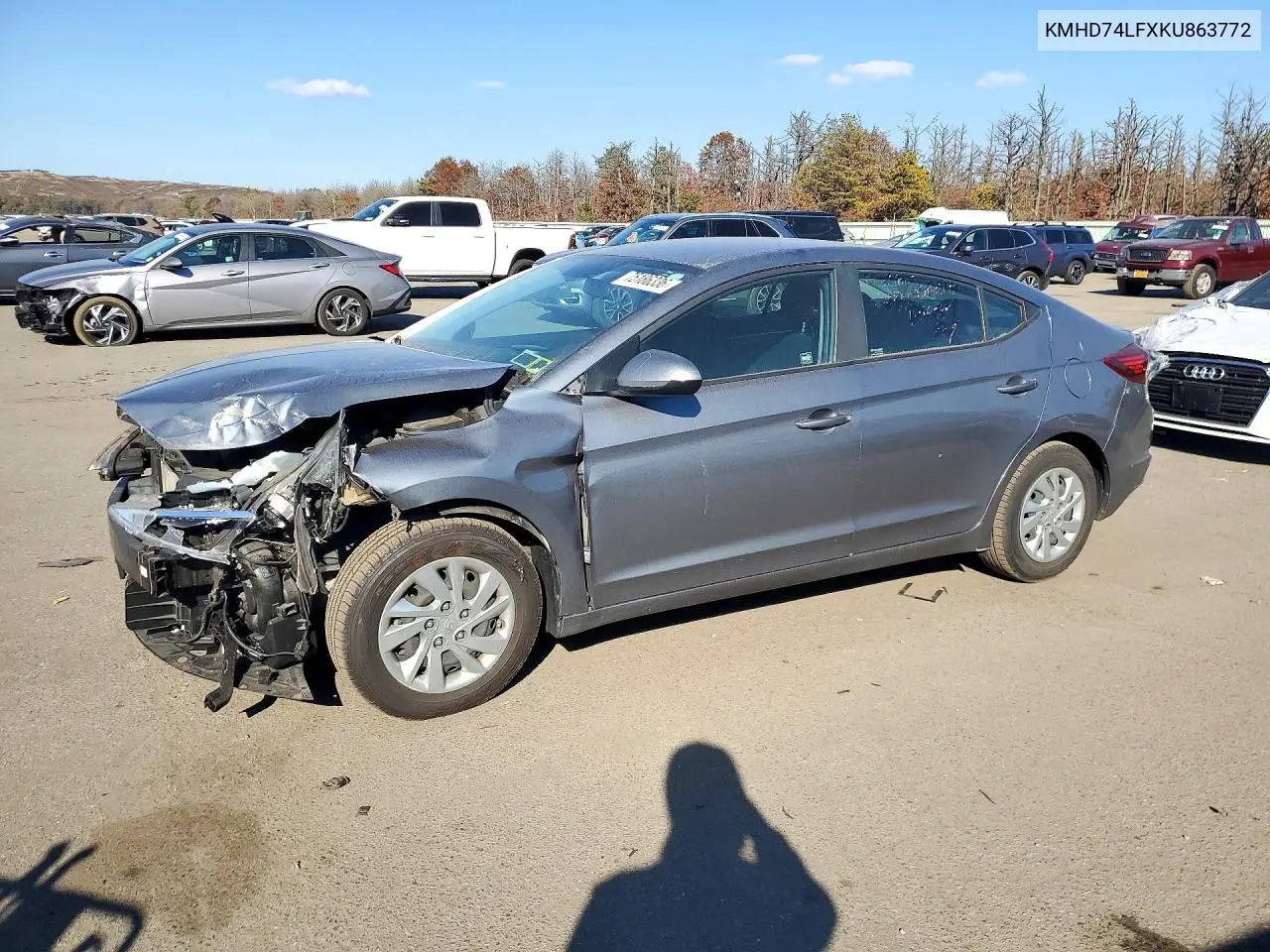 HYUNDAI ELANTRA 2019, VIN KMHD74LFXKU863772