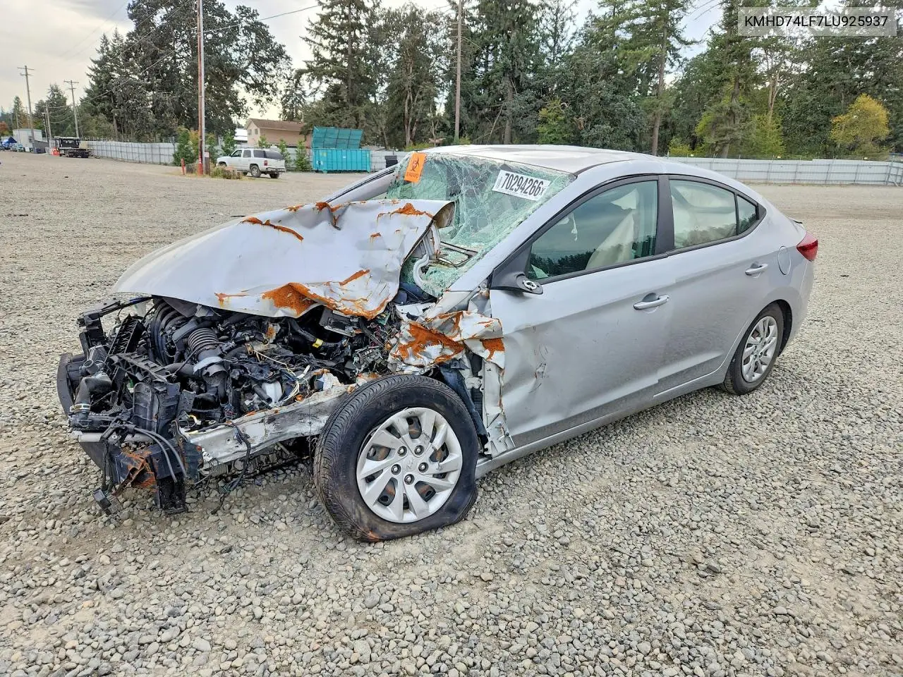HYUNDAI ELANTRA 2020, VIN KMHD74LF7LU925937