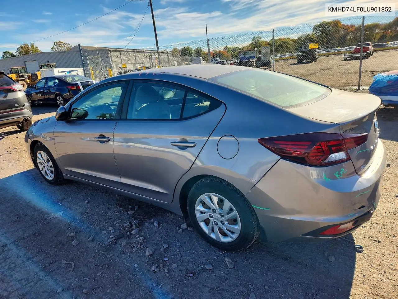 2020 HYUNDAI ELANTRA VIN KMHD74LF0LU901852 — фото 2