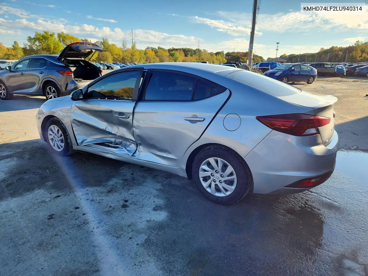 2020 HYUNDAI ELANTRA VIN KMHD74LF2LU940314 — фото 2