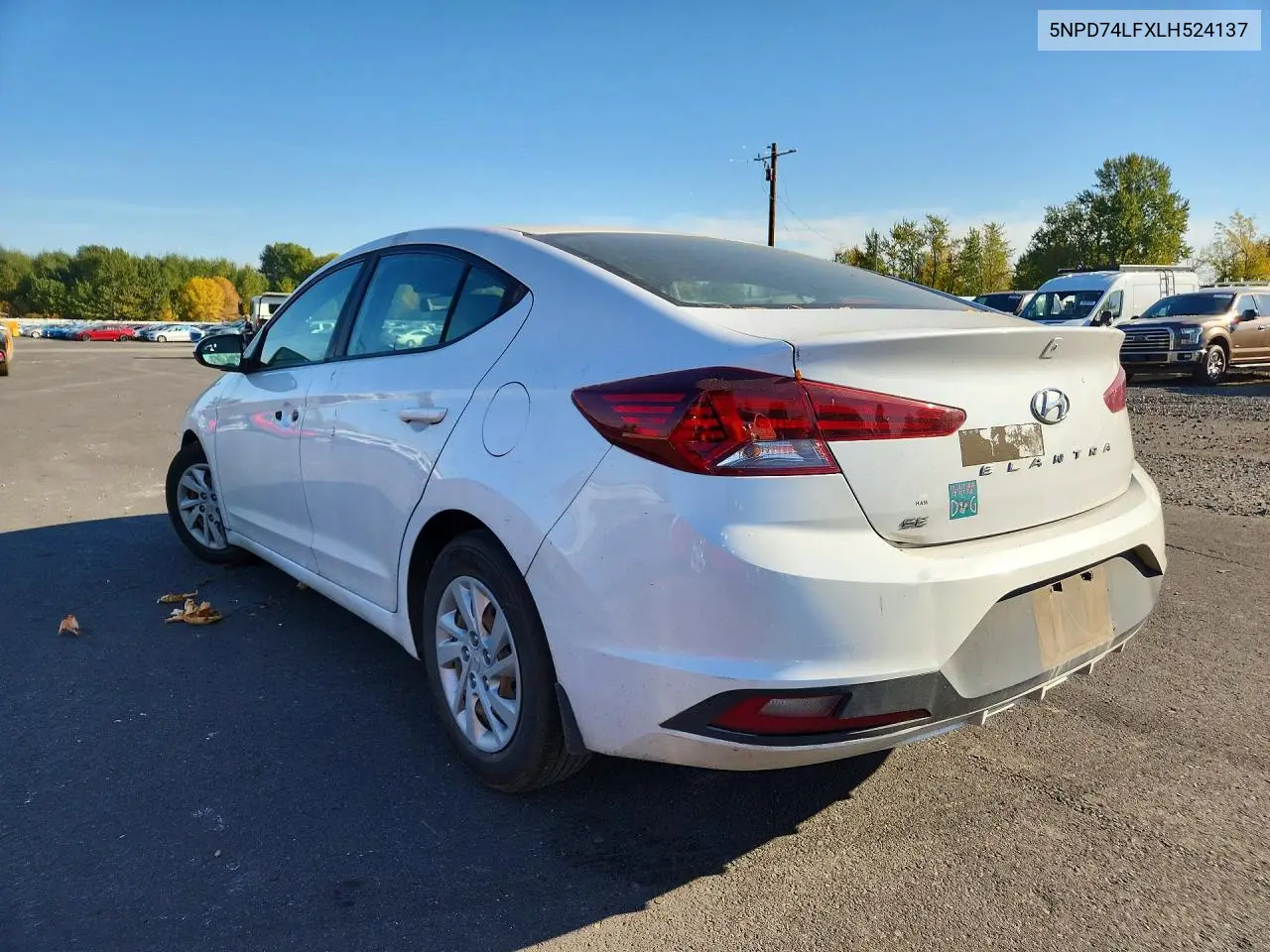2020 HYUNDAI ELANTRA VIN 5NPD74LFXLH524137 — фото 2