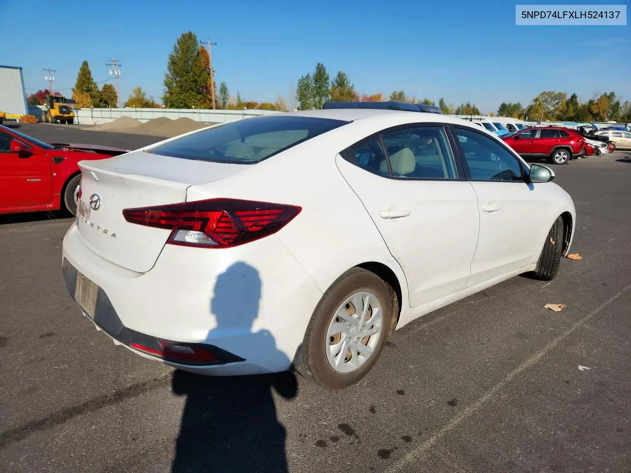 2020 HYUNDAI ELANTRA VIN 5NPD74LFXLH524137 — фото 3