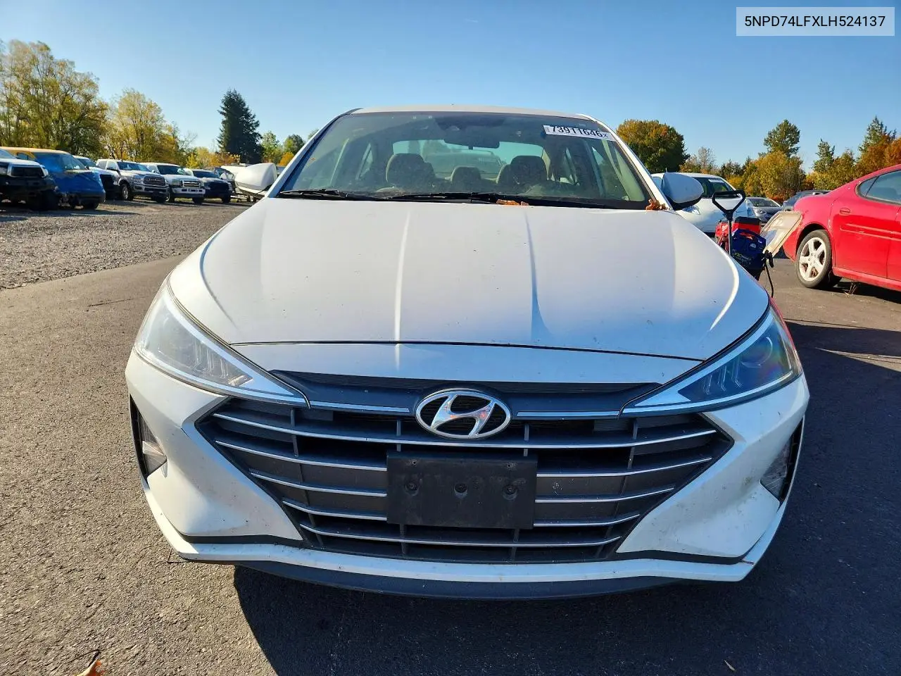 2020 HYUNDAI ELANTRA VIN 5NPD74LFXLH524137 — фото 5