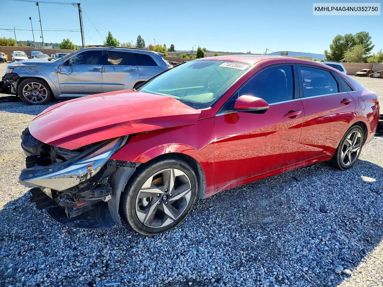 HYUNDAI ELANTRA 2022, VIN KMHLP4AG4NU352750