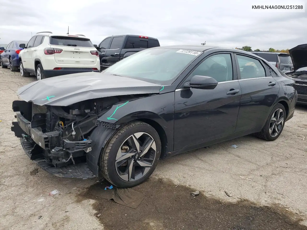 HYUNDAI ELANTRA 2022, VIN KMHLN4AG0NU251288