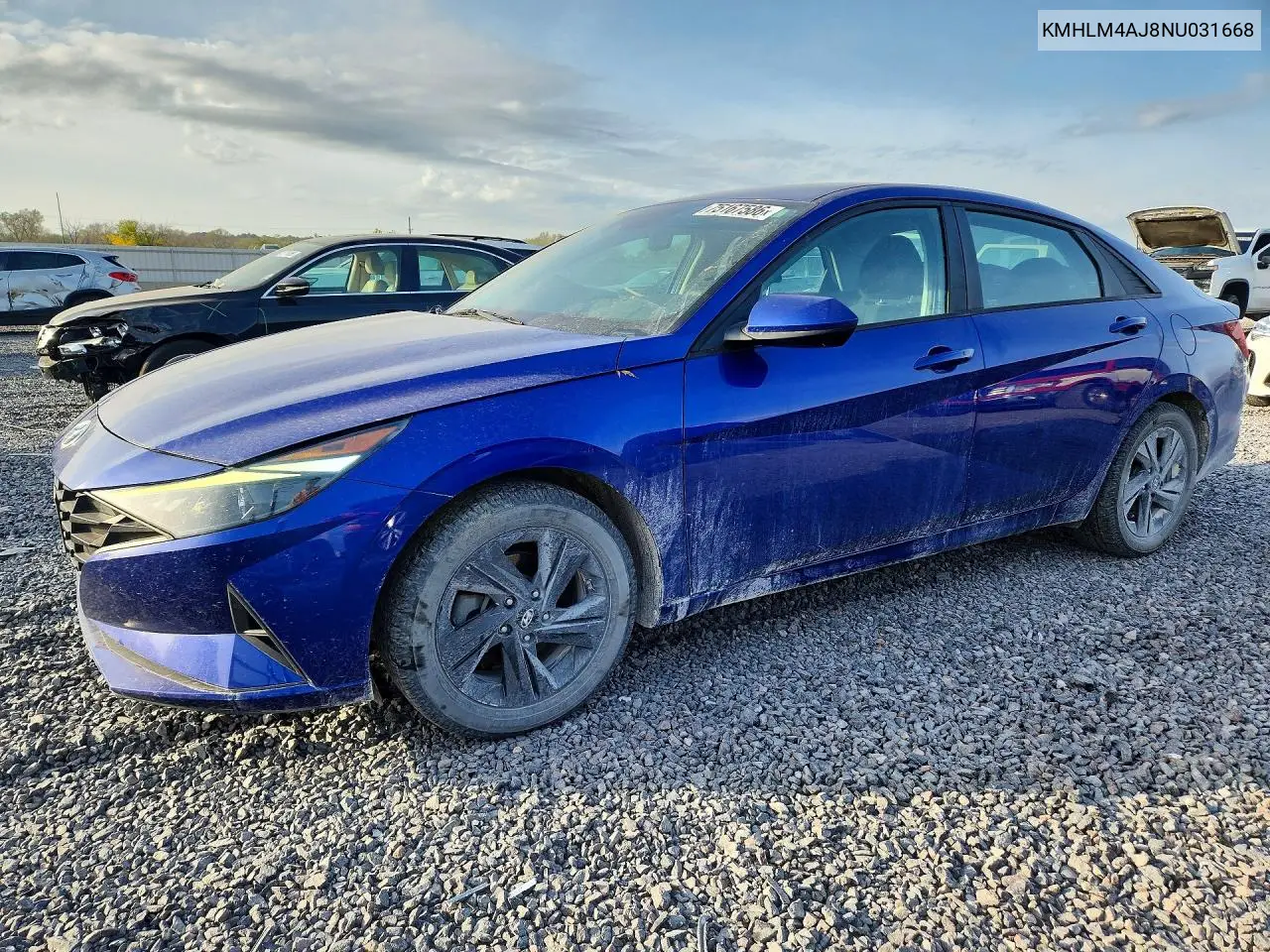 HYUNDAI ELANTRA 2022, VIN KMHLM4AJ8NU031668