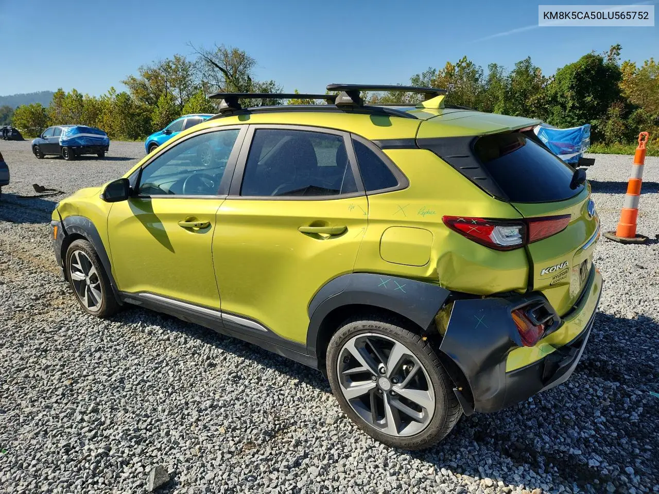 2020 HYUNDAI KONA VIN KM8K5CA50LU565752 — фото 2
