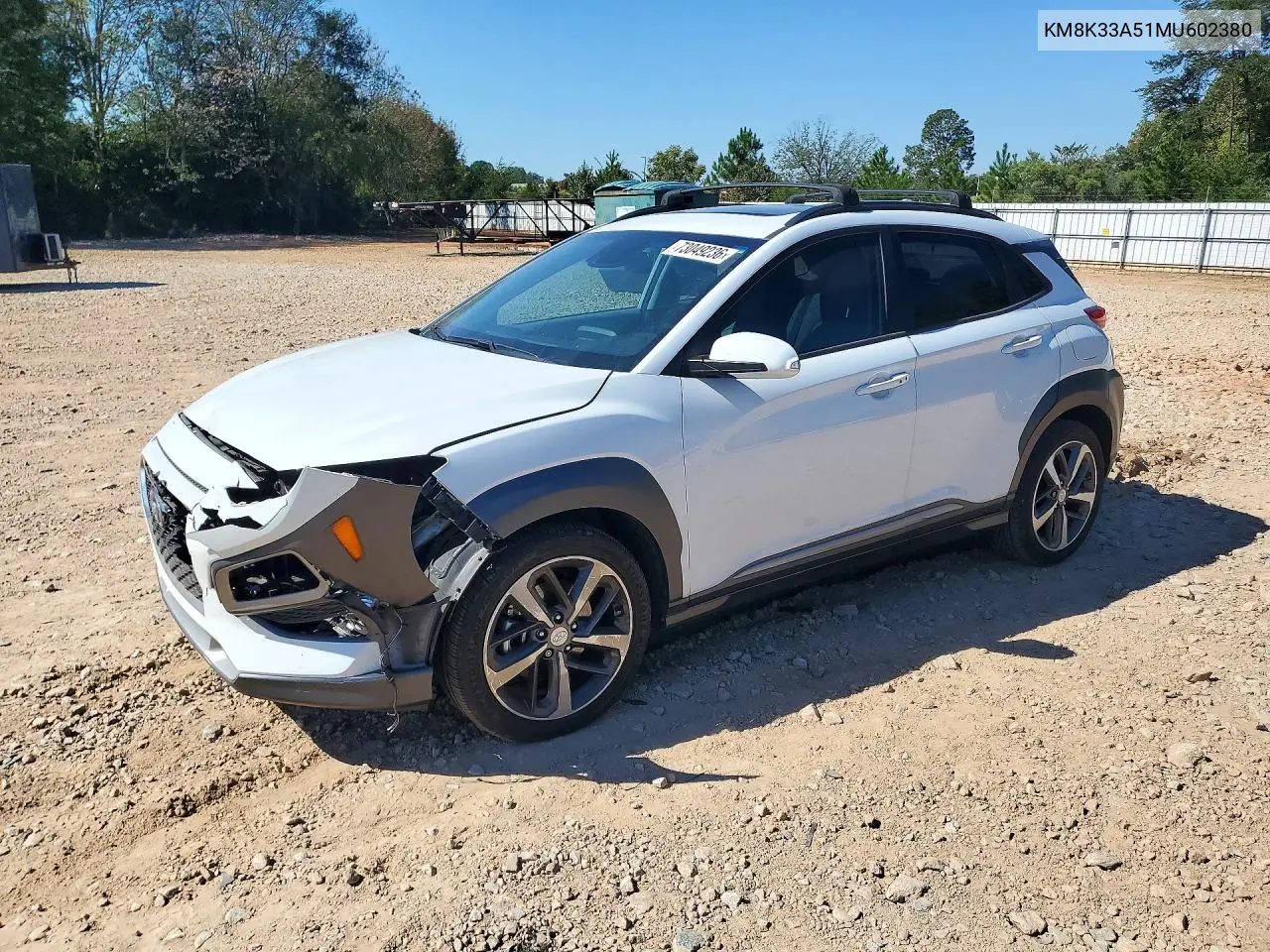 HYUNDAI KONA 2021, VIN KM8K33A51MU602380