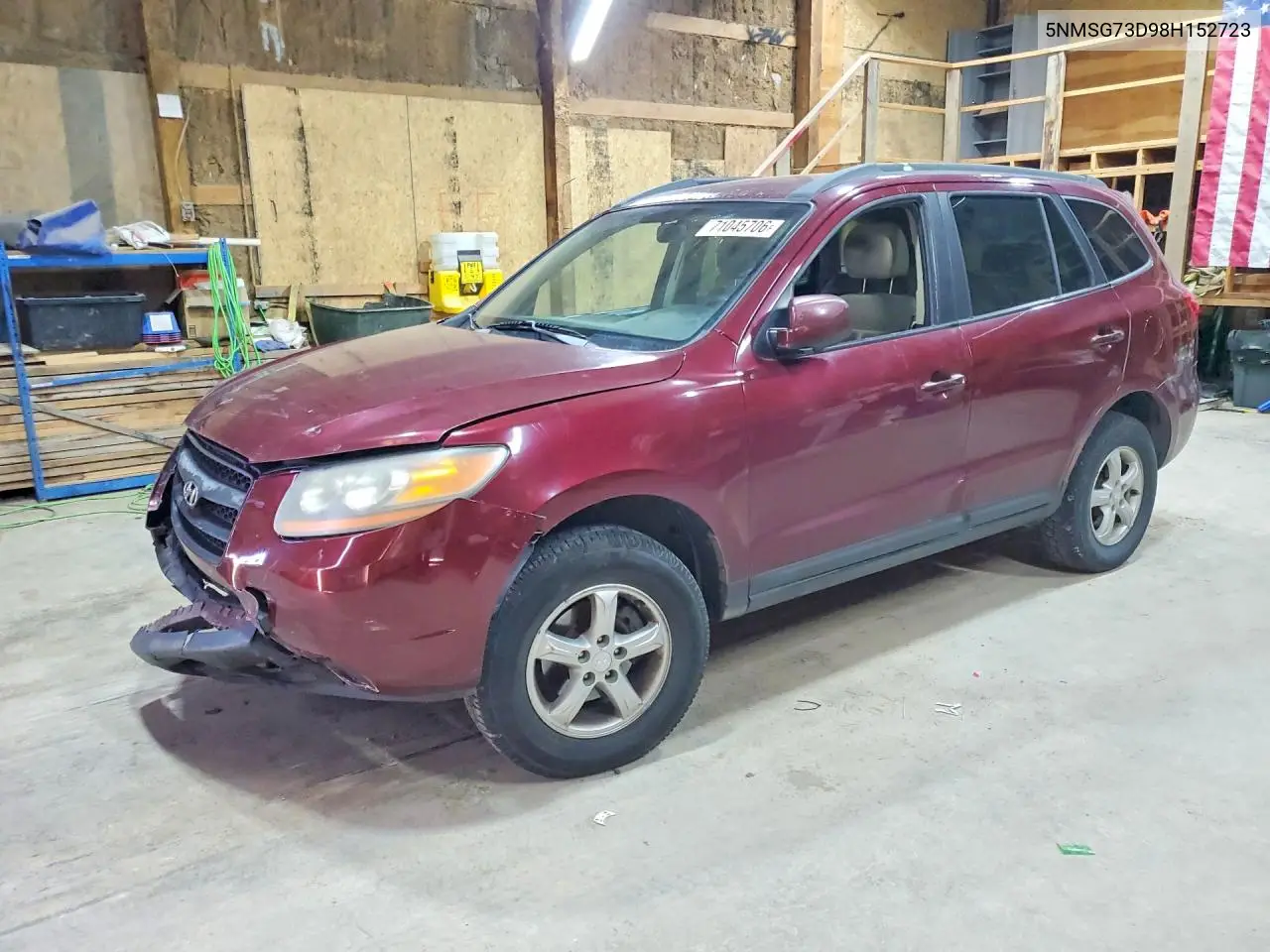 HYUNDAI SANTA FE 2008, VIN 5NMSG73D98H152723