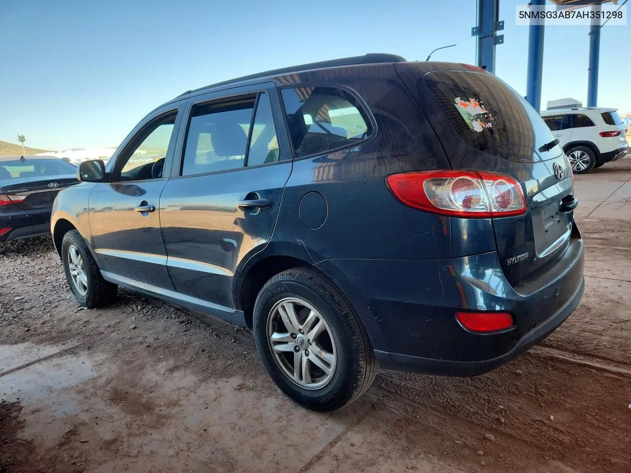 2010 HYUNDAI SANTA FE VIN 5NMSG3AB7AH351298 — фото 2