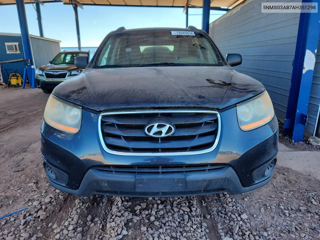 2010 HYUNDAI SANTA FE VIN 5NMSG3AB7AH351298 — фото 5