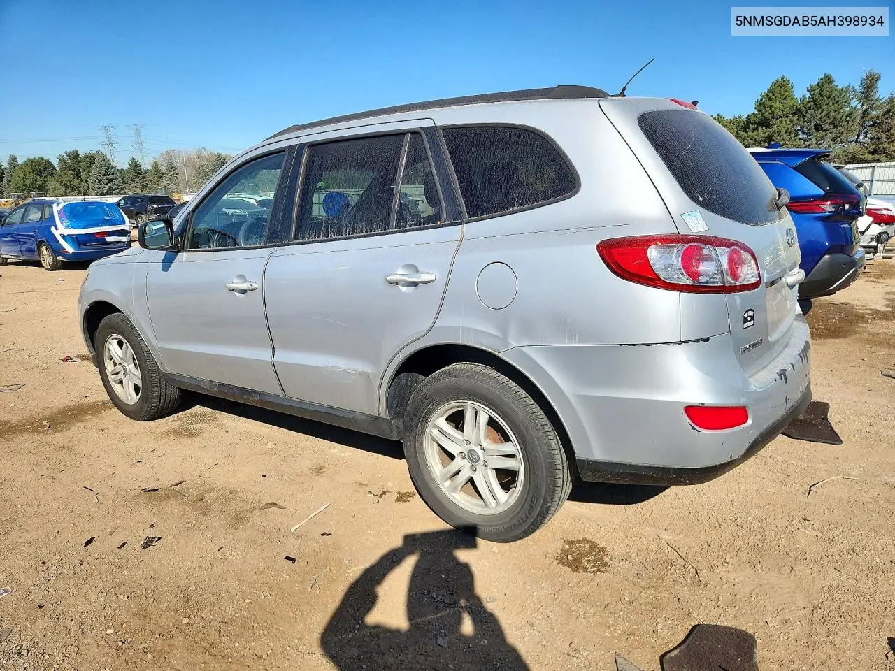 2010 HYUNDAI SANTA FE VIN 5NMSGDAB5AH398934 — фото 2