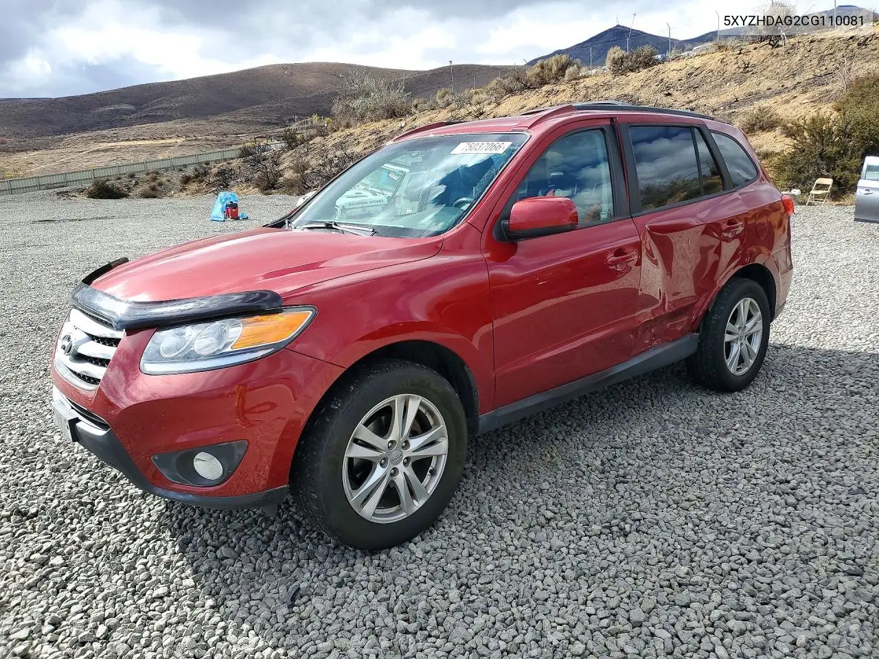 HYUNDAI SANTA FE 2012, VIN 5XYZHDAG2CG110081