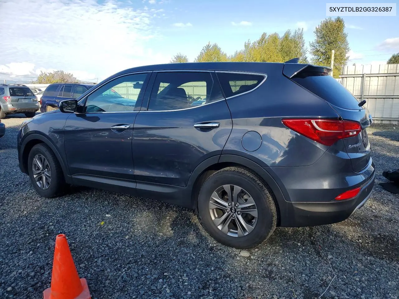 2016 HYUNDAI SANTA FE VIN 5XYZTDLB2GG326387 — фото 2