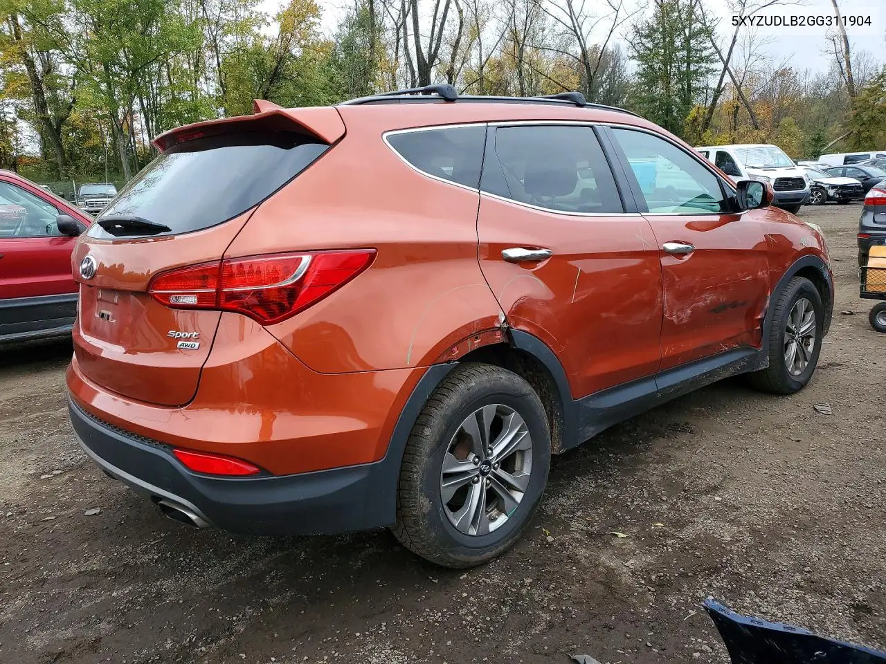 2016 HYUNDAI SANTA FE VIN 5XYZUDLB2GG311904 — фото 3