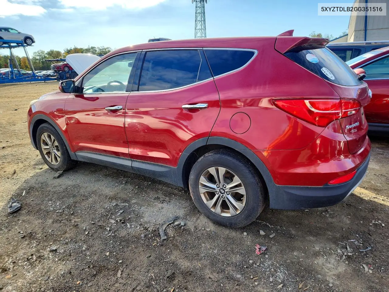 2016 HYUNDAI SANTA FE VIN 5XYZTDLB2GG351516 — фото 2