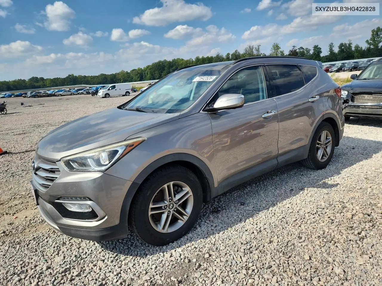 HYUNDAI SANTA FE 2017, VIN 5XYZU3LB3HG422828