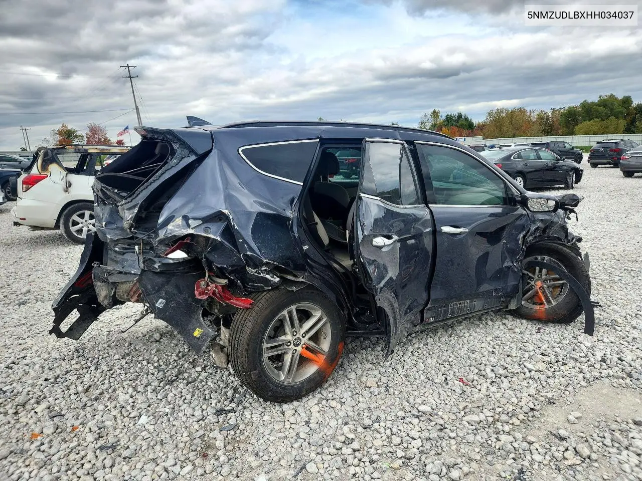 2017 HYUNDAI SANTA FE VIN 5NMZUDLBXHH034037 — фото 3