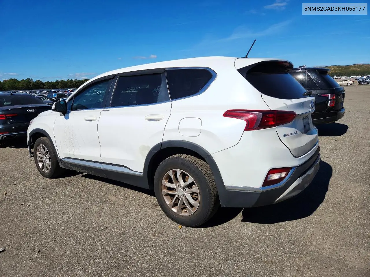 2019 HYUNDAI SANTA FE VIN 5NMS2CAD3KH055177 — фото 2