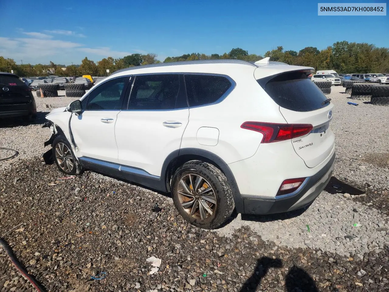 2019 HYUNDAI SANTA FE VIN 5NMS53AD7KH008452 — фото 2