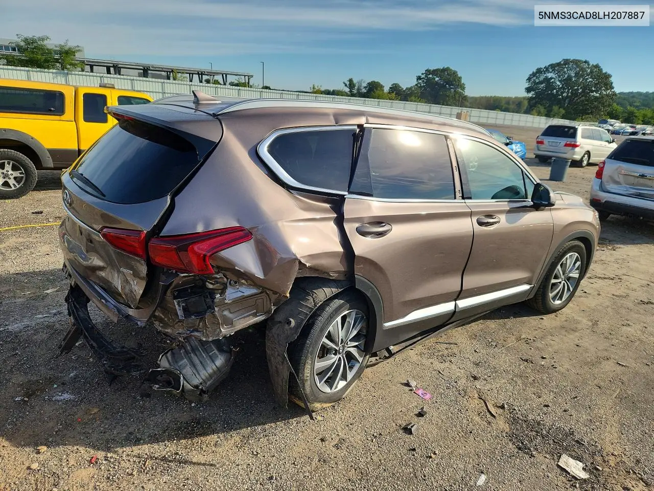 2020 HYUNDAI SANTA FE VIN 5NMS3CAD8LH207887 — фото 3
