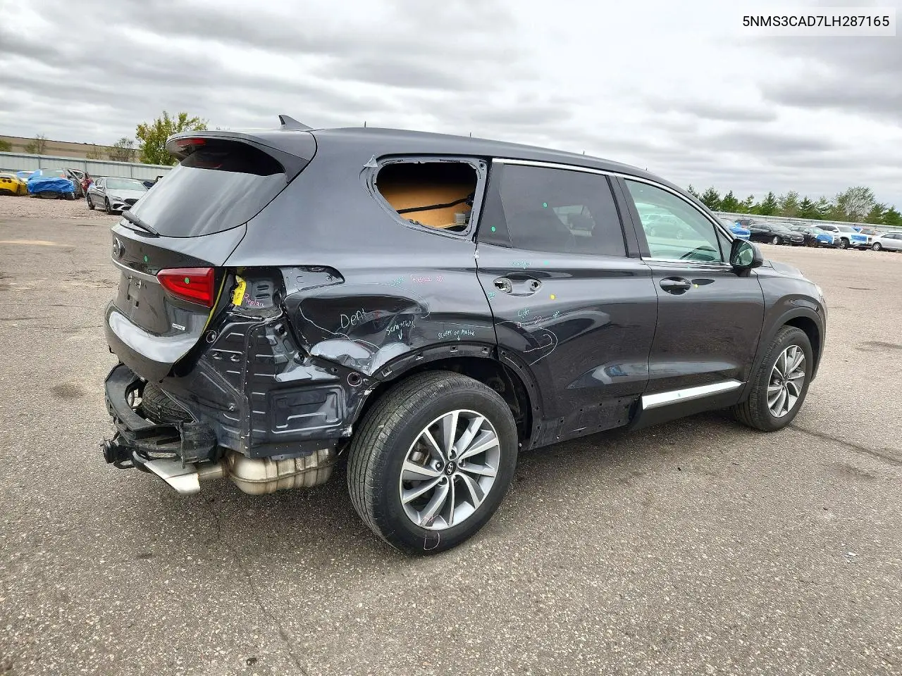 2020 HYUNDAI SANTA FE VIN 5NMS3CAD7LH287165 — фото 3