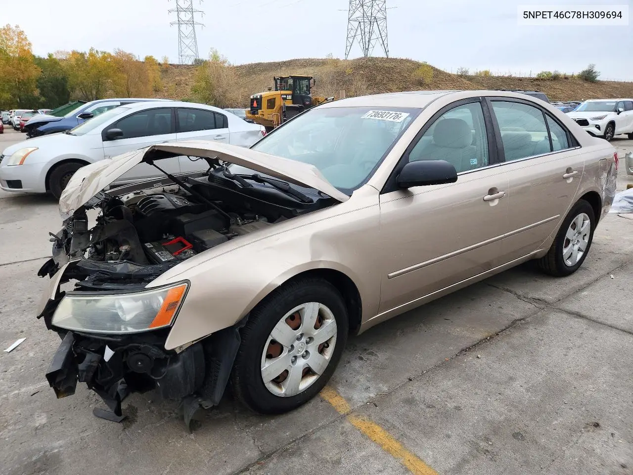 HYUNDAI SONATA 2008, VIN 5NPET46C78H309694