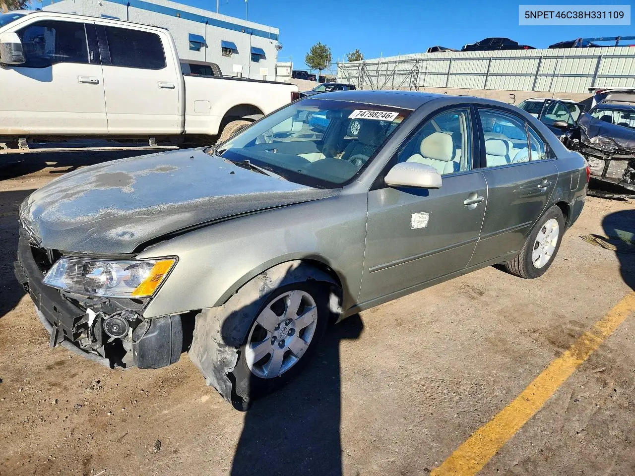 HYUNDAI SONATA 2008, VIN 5NPET46C38H331109