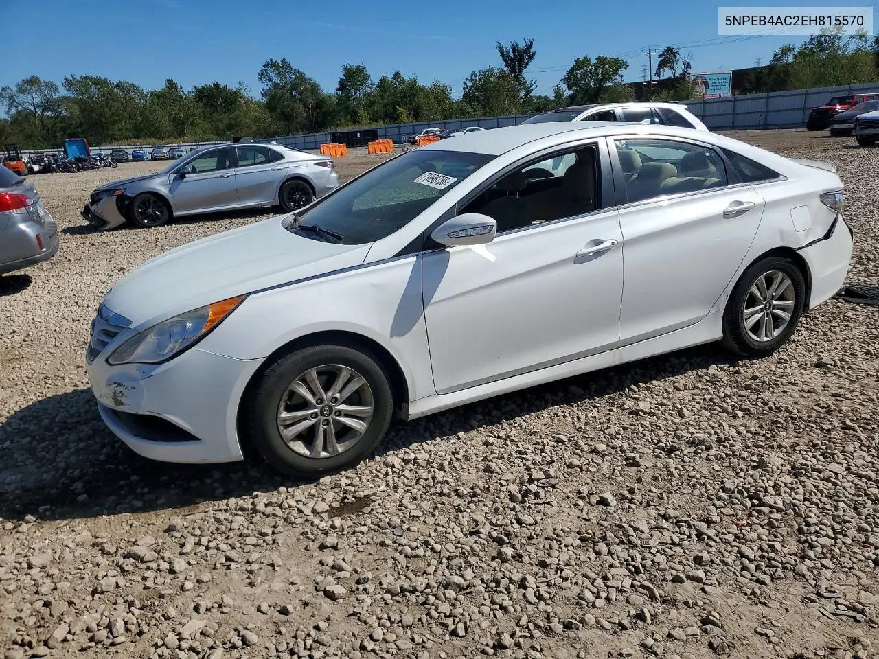 HYUNDAI SONATA 2014, VIN 5NPEB4AC2EH815570