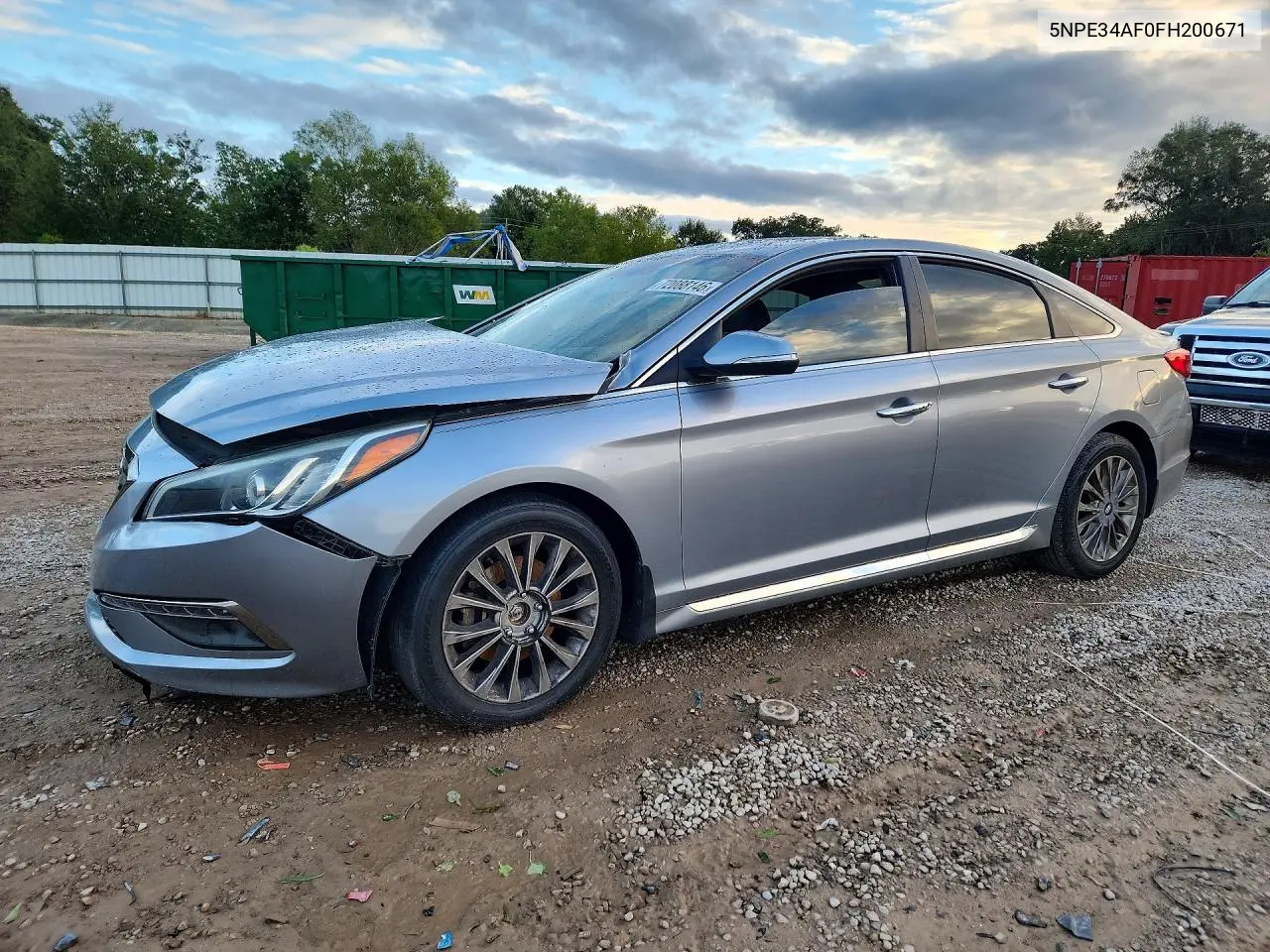 HYUNDAI SONATA 2015, VIN 5NPE34AF0FH200671