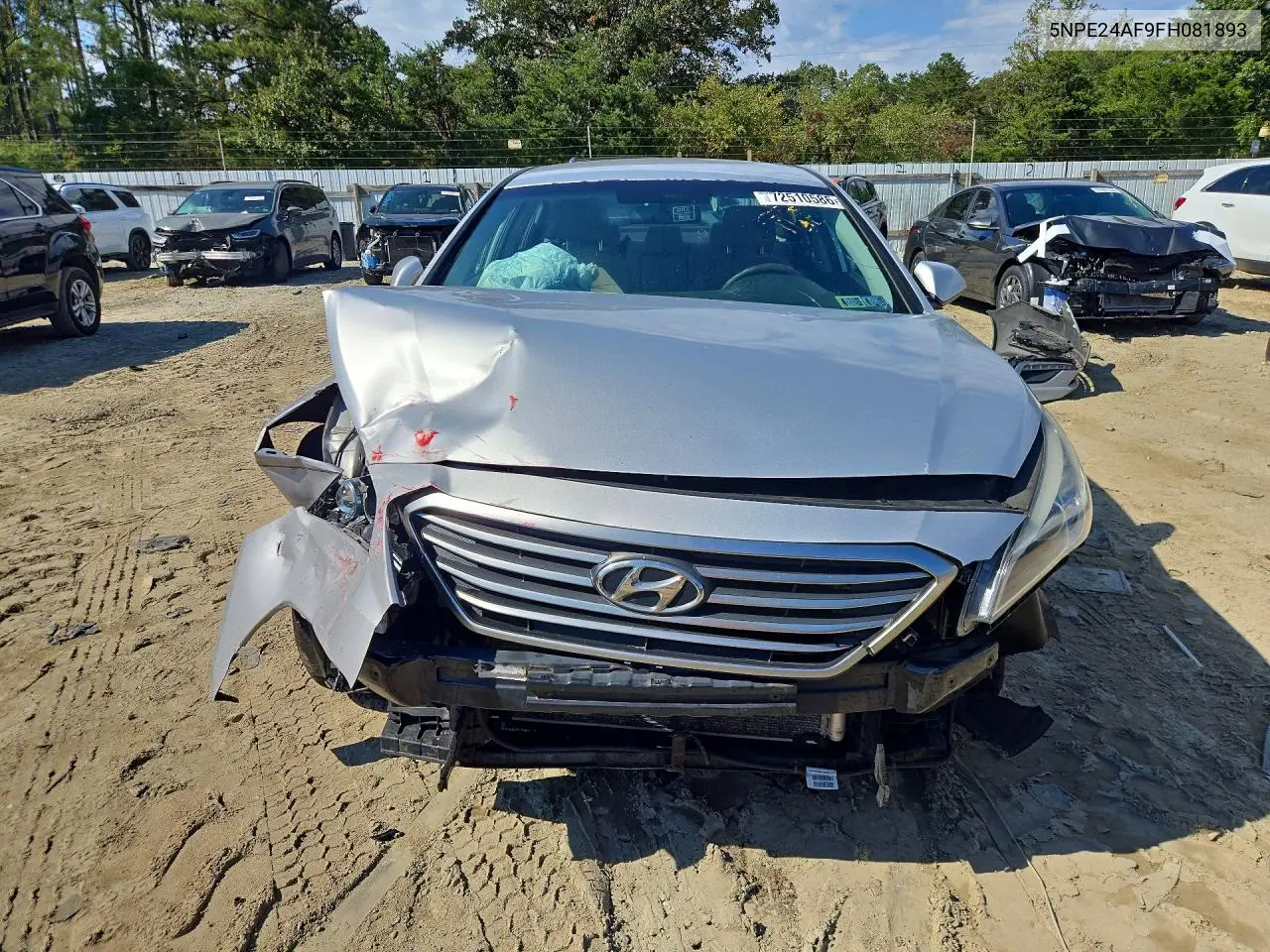 2015 HYUNDAI SONATA VIN 5NPE24AF9FH081893 — фото 5