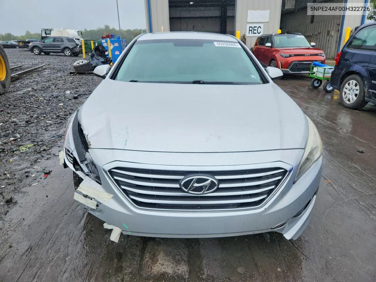 2016 HYUNDAI SONATA VIN 5NPE24AF0GH322726 — фото 5