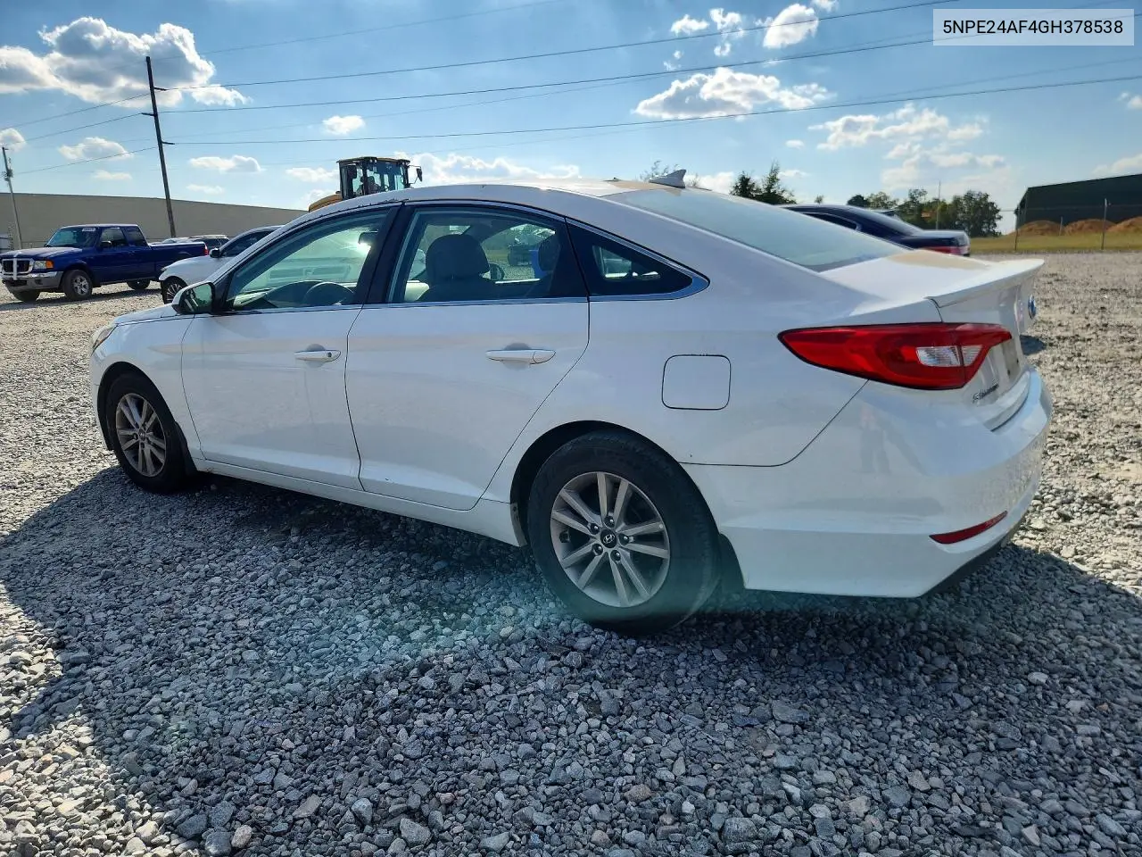 2016 HYUNDAI SONATA VIN 5NPE24AF4GH378538 — фото 2