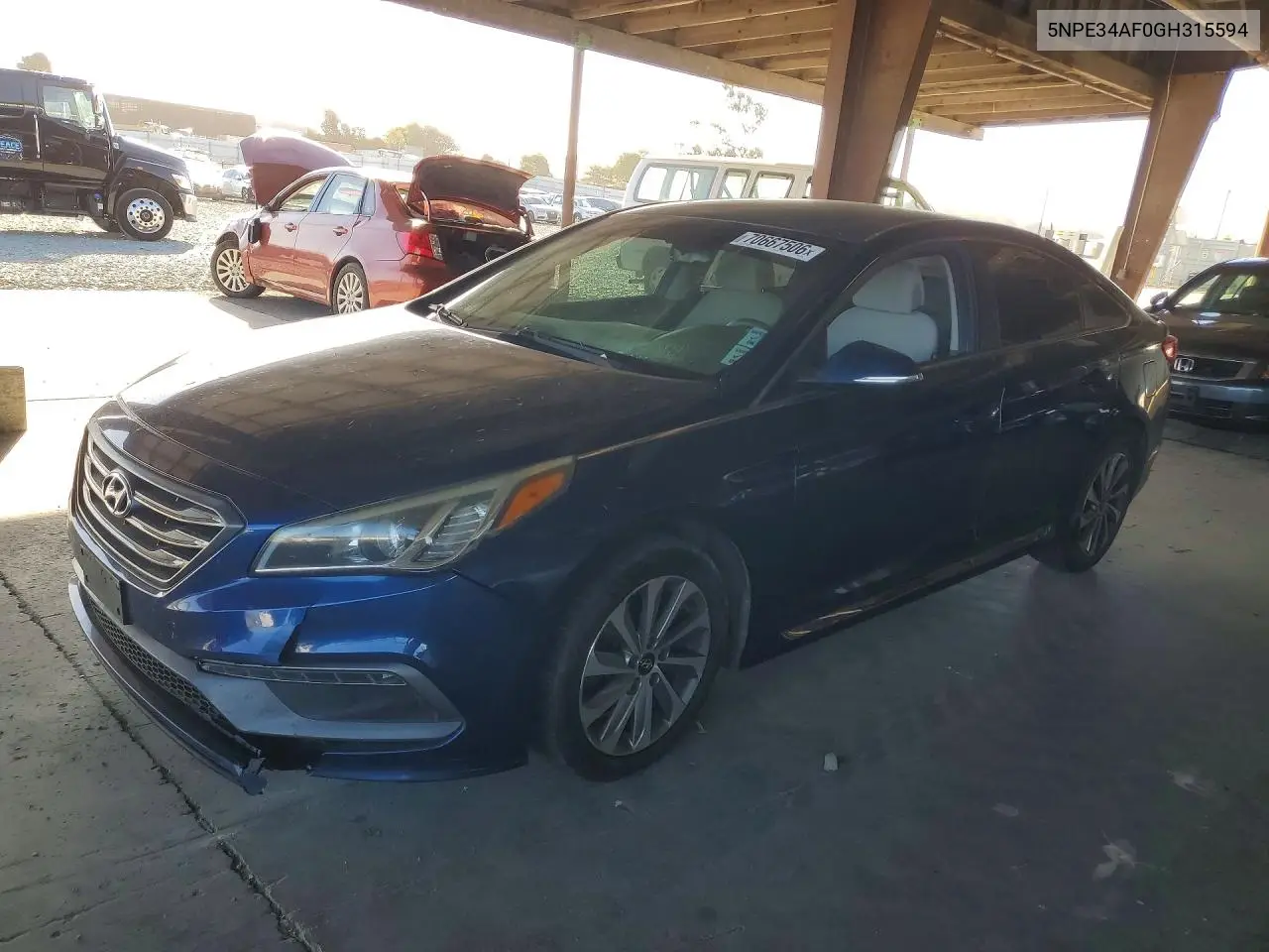 HYUNDAI SONATA 2016, VIN 5NPE34AF0GH315594