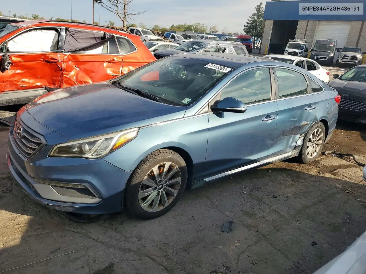 HYUNDAI SONATA 2016, VIN 5NPE34AF2GH436191